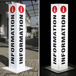 Informationssäule aus Acrylglas - innenliegende Ausleuchtung durch LED Module