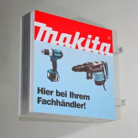 Nasenschild beidseitig, Beleuchtung in LED, Beschriftung durch Digitaldruck